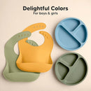 KeaBabies 2-Pack Silicone Baby Bibs for Eating - Sturdy Food-Grade Silicone Bibs for Babies Girl, Boy, Large Food Catcher, Clean & Put On Easily, Waterproof Toddler Feeding Essentials (Forest) by TinyTreasures Baby Boutique