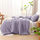 Litanika Grayish Lavender Purple Comforter Set Full Size, 3 Pieces Lightweight Solid Bedding Comforter Set, All Season Fluffy Bed Set (79x90In Comforter & 2 Pillowcases) by CozyNest Decor