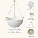 LA JOLIE MUSE Large Hanging Planters for Outdoor Plants - 13 Inch Hanging Flower Pots Set of 2, Speckled White by CozyNest Decor