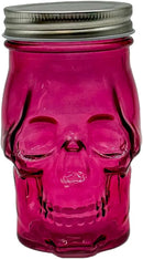 Generic 14 oz Colorful Skull Glass Mason Jar – Mix & Match 7 Vibrant Colors, Large & Durable! (Pink) by CozyNest Decor