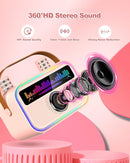 Kids Karaoke Machine for Girls, Kids Toys Gifts for Age 3-12+, Portable Bluetooth Speaker with 2 Wireless Microphones, Toddler Singing Karaoke for Birthday, Family, Home Party (Pink) by TinyTreasures Baby Boutique