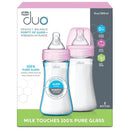 Chicco Duo 9oz. Hybrid Baby Bottle with Invinci-Glass Inside and Plastic Outside | Dishwasher, Bottle Warmer, and Electric Sterilizer Safe | Intui-Latch Nipple | Clear/Pink, 2pk by TinyTreasures Baby Boutique