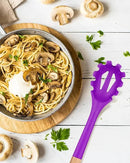 Silicone Pasta Fork, Kitchen Heat Resistant Noodle Spoon Server, BPA Free Spaghetti Strainer,12.8 inch (BERRY) by CozyNest Decor