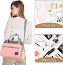 Crossbody Small Diaper Bag, Cute Mini Baby Diaper Tote Bags with Insulated Pockets for Traveling Outdoor Parent, Pink & Gray by TinyTreasures Baby Boutique