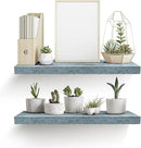 Sorbus Floating Shelves - 2 Pack 24 X 9 Inch Rustic Blue Wall Shelves for Bedroom, Kitchen, Living Room, Bathroom Shelves, Home Decor - Extra Long Floating Shelf for Trophy, Books Frames, Toilet Paper by CozyNest Decor