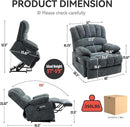 Power Lift Chair with Vibration Massage and Lumbar Heat for Elderly, Electric Recliner Chair Max 155° with Charging Ports, Blue Gray by CozyNest Decor