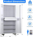 Metal Garage Cabinet with Wheels,71''H Rolling Lockable Steel Tool Cabinet with Pegboard & Drawer for Garage,Home,Office Assembly Required,White by GreenHaven Gardens