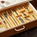 SpaceAid Bamboo Utensil Drawer Organizer with Labels, Kitchen Silverware Expandable Tray Holder Organizer for Flatware, Cutlery, Spoon and Knives Drawer Storage Organization (Natural) by CozyNest Decor