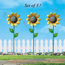 WAIU Metal Sunflower Flower Garden Stakes, Wind Catcher Spinner Garden Stakes, Garden Windmill Stakes Outdoor Wind Catchers, Yard Decor Stakes, Set of 3 by CozyNest Decor