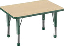 Factory Direct Partners FDP Rectangle Activity School and Classroom Kids Table (24 x 36 inch), Chunky Toddler Leg, Adjustable Height 15-24 inches - Maple Top and Green Edge by CozyNest Decor