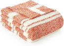 Snuggle Sac Orange Fall Throw Blanket for Couch, Reversible Super Soft Blankets Warm Cozy Knit Fuzzy Plush Blankets for Sofa,Living Room, Stripe Orange,50x60 inches by TinyTreasures Baby Boutique
