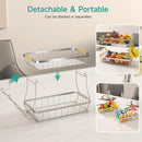 2 Tier Fruit Basket for Kitchen Counter with 2 Banana Hangers, 2025 Pro Detachable Metal Fruit Bowl with Wooden Handle,Fruit Holder for Bread Snack Veggies, Silvery by CozyNest Decor