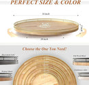 16 Inch Rustic Lazy Susan Turntable – Solid Oak & Iron Wood Rotating Tray for Dining Table, Kitchen Counter, Coffee Table – Farmhouse Style Large Wooden Lazy Susan Organizer for Home Décor by CozyNest Decor