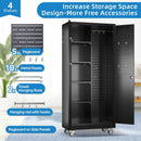 Garage Storage Cabinet with Wheels and 5 Pegboard, 71" H Metal Storage Cabinets with 2 Locking Doors and 4 Shelves, Broom Closet Storage Cabinet with Hanging Rod and 13 Hooks, Black by GreenHaven Gardens