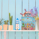 Summer Decor Hello Summer Decorations Flip Flop Wooden Sign Rustic Home Decor 5 x 5 Inches by CozyNest Decor