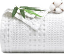 PHF Cooling Waffle Blanket King Size, Lightweight 60% Rayon Derived from Bamboo & 40& Cotton Breathable Blanket for Hot Sleepers, Soft and Luxury for Bed Couch and Sofa, 104"x90", White by CozyNest Decor