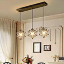 Glam Chandelier 3 Lights Glass Star Pendant Lights for Dining Table Kitchen Island Modern Ceiling Hanging Lights Included LED Warm Light Bulbs Oiled Bronze by CozyNest Decor