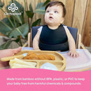 Abiie Octopod Bamboo Dish - Kids Plates for 4 months and up, 3-Compartment Baby Plates with Suction, Triangle Bamboo Baby Plate, Mess-Free Toddler Suction Plates, Baby Feeding Supplies, 8.3x1.9x7.7 in by TinyTreasures Baby Boutique