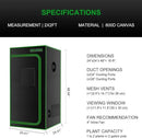 MELONFARM 2x2 Grow Tent, 24"x24"x48'' High Reflective 600D Diamond Mylar Canvas with Observation Window and Floor Tray for Hydroponic Indoor Plant Growing by GreenHaven Gardens