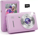 Digital Camera, 44MP FHD 1080P, 16X Zoom, 32GB SD Card, Compact Camera for Kids Teens Adults, Purple by TinyTreasures Baby Boutique