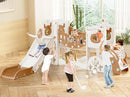YUFU Toddler Slide Set, 11 in 1 Kids Slide for Toddlers 1-3, Toddler Playset with Climbing Bridge, Golf Set, Basketball Hoop, Indoor Outdoor Playground (Brown) by TinyTreasures Baby Boutique