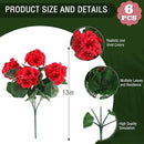 Hananona 6 Bundles Artificial Geranium Flowers for Outdoors Silk Geranium Flowers Outdoor UV Resistant Garden Plants Faux Flower for Home Kitchen Table Centerpieces Decor (6, Red) by CozyNest Decor