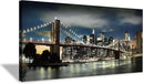 Brooklyn Bridge Canvas Wall Art: Skylines Lights & Reflections in New York Artwork for Decor by CozyNest Decor