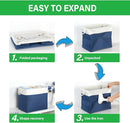 Bidtakay Extra Large Storage Baskets for Shelves 3 Pack Fabric Storage Bins for Organizing Linen Collapsible Organizer for Closet-White&Blue by TinyTreasures Baby Boutique