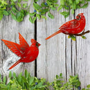 4 Pack Metal Cardinal Wall Art Decor Metal Birds 3D Outdoor Sculpture, Ornaments Hand-Made Nimble red Bird, Gifts for Mom,Birthday Gifts for Grandma Wife by GreenHaven Gardens