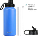 DRINCO Stainless Steel Water Bottle Spout Lid Vacuum Insulated Double Wall Water Bottle Wide Mouth (40oz 32oz 22oz 18oz 14oz) Leak Proof Keep Cold Sport Camping Hiking (32 oz, 32oz Royal Blue) by CozyNest Decor