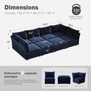 136.4" Oversized Modular Sectional Sleeper Sofa Bed, U Shaped Convertible Couch with Movable Ottoman, Large 8 Seat Corner Couches for Living Room Deep Seat Blue Chenille by CozyNest Decor