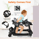 HONEY JOY 4-in-1 Baby Walker, Activity Push Walker w/3 Adjustable Heights, Smooth Wheels w/Adjustable Speed, Padded Seat, Music & Light, Foldable Car Walker for Baby Boys Girls Age 6 Months+ (Black) by TinyTreasures Baby Boutique