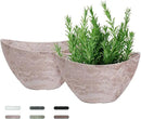 LaDoVita Plant Pots with Drainage Holes, 12 Inch Large Oval Planters for Indoor Plants, Plastic Flower Pots Outdoor, Set of 2 Pack, Brown by GreenHaven Gardens