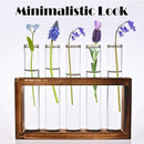 Desktop Glass Plant Propagation Station with 5 Test Tubes in Wooden Stand - Hydroponic Plants Cutting Office Home Decoration and Garden Decor Terrarium (5 Tubes) by CozyNest Decor