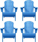 Westin Outdoors Laguna WO Home Furniture Adirondack Chair 4 PC Set Classic Outdoor Patio Folding Chair for Bon Fire Pit Lawn Backyard Beach Plastic Weather-Resistant (Pacific Blue) by GreenHaven Gardens