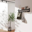 BAMEOS Wall-Mounted Shelf with Hooks - 28.9 Inch Entryway Hanging Shelf with 5 Dual Hooks for Bathroom, Living Room, Bedroom (Black) by CozyNest Decor