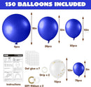 JOYIN 150 Pcs Royal Blue Balloons, Different Sizes 18 12 10 5 Inch Royal Blue Latex Balloon Arch Kit with Instruction for Birthday Party Graduation Wedding Holiday Decoration by TinyTreasures Baby Boutique