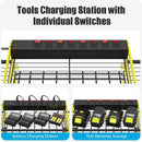 CCCEI Green Power Tool Organizer Wall Mount, Large Tools and Battery Storage Rack Charging Station Individual Switches. Drills Holder, Garage Utility Shelves with 6FT Power Strip. Gift for Men. by GreenHaven Gardens