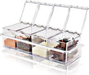 Clear Seasoning Box - 4 Piece Acrylic Spice Storage Container storage Tool for Kitchen Herb Spice Tools Gadgets-Cruet with Lid and Spoon by CozyNest Decor