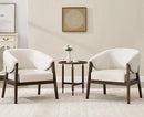 Mid-Century Modern Accent Chairs Set of 2, Comfy Barrel Armchairs with Wide Seat, Upholstered Lounge Chairs with Walnut Wood Legs for Living Room/Bedroom/Reading Corner, Chenille, Beige by CozyNest Decor