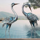 Crane Decor Statues, Blue Heron Garden Statues Metal Yard Art Outdoor Decoy, Garden Sculptures & Statues for Yard/Lawn/Pond/Outdoor Decoration, Set of 2 by GreenHaven Gardens
