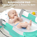 MoreFeel Collapsible Baby Bathtub for Newborn with Thermometer & 1 Hooded Towel & 1 Soft Floating Cushion,Portable Travel Bathtub with Drain Hole, Durable Foldable Baby Tubs for Infants to Toddler by TinyTreasures Baby Boutique