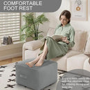 MeMoreCool Square Stuffed Pouf Ottoman Foot Rest, Floor Pouf Foot Stool with Foam Chunk Filling, Soft Stuffed Ottoman Footrest for Living Room, Light Grey by CozyNest Decor