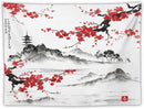 Cherry Blossoms Tapestry, Japanese Fuji Mountain Wall Tapestry, Nature Landscape Wall Art for Bedroom & Living Room Decor, 40"x30" by CozyNest Decor