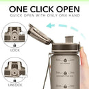 32oz Motivational Water Bottles with Time Marker & Fruit Strainer, Transparent Gradient Color Water Bottle with Times to Drink, Leakproof & BPA Free, Reusable Bottle with Strap (No Straw) by CozyNest Decor
