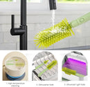 Portable Baby Bottle Brush Set - 7 in 1 Baby Bottle Cleaner Kit, Baby Travel Essential Bottle Washing Kit with Silicone Bottle Brush, Nipple Brush, Straw Brush, Drying Rack for Home and Travel (Green) by TinyTreasures Baby Boutique