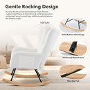 Nursery Rocking Chair,300Lb Glider Chair with Wood Legs/Two Side Pockets,Teddy Upholstered Glider Rocker with Padded Seat High Backrest for Living Room/Bedroom/Nursery by TinyTreasures Baby Boutique