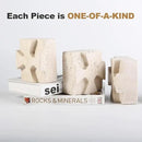 Natural Marble Bookends for Heavy Books, Heavy Duty Square Decorative Stone Book Ends for Shelves, Aesthetic Travertine Book Holder, Modern Office Bookshelf Stopper Decor, Beige, Set of 2 by CozyNest Decor
