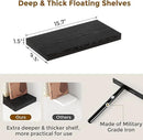 Fun Memories Black Floating Shelves 16 Inch Long, 9 Inch Deep Wall Shelf for Bathroom, 16 x 9 Floating Shelf for Living Room, Bedroom, Kitchen, Rustic Wood Shelves for Wall, Set of 2 by CozyNest Decor