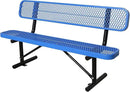 6FT Outdoor Benches Heavy Duty Park Bench with Back Portable Frame, Blue Metal Steel Bench, Outdoor Garden Bench Expanded Metal Mesh Bench for Lawn, Park, Deck, Garden, Patio, Porch, Black (Blue, 6FT) by GreenHaven Gardens